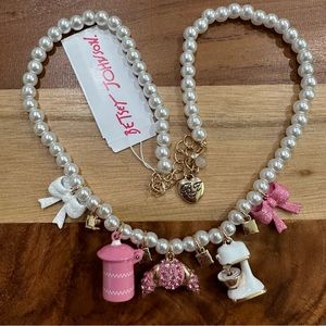 Betsey Johnson Babycakes Necklace With Faux Pearls &  Mixer & Croissant Pink